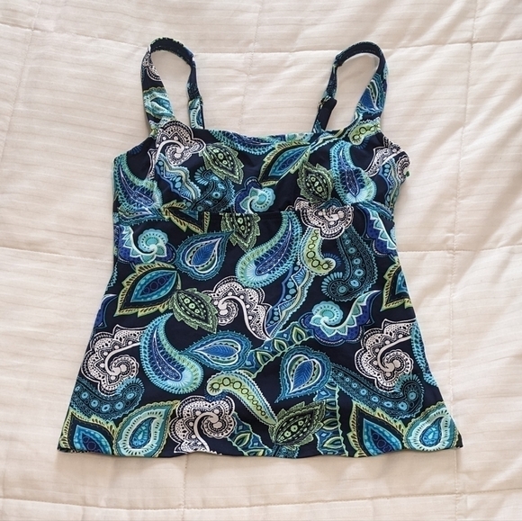 𝅺lands' End paisley pattered bathing suit top size 2 - Picture 1 of 9